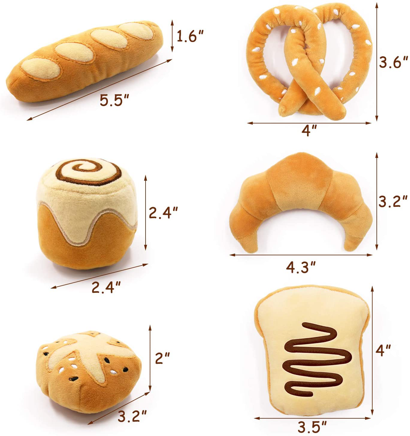 Bread Catnip Toys Kitten Interactive Toys for Cat Lover Gifts Kitty Chew Bite Kick Toys Supplies Baguette Croissant Pretzel Toast Bun Cinnamon Roll Plush Catmint Pet Presents Set of 6 Animals & Pet Supplies > Pet Supplies > Cat Supplies > Cat Toys CiyvoLyeen   