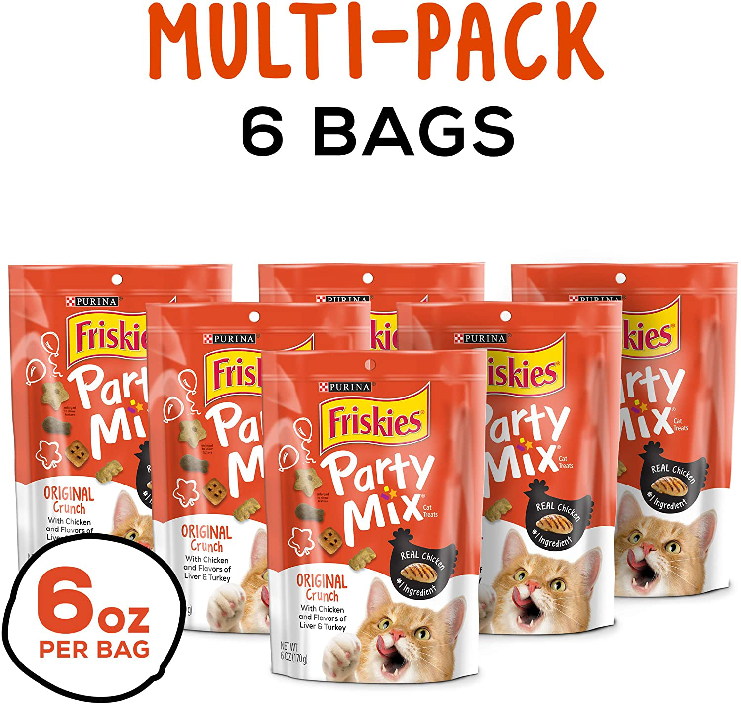 Purina Friskies Party Mix Adult Cat Treats - (6) 6 Oz. Pouches Animals & Pet Supplies > Pet Supplies > Cat Supplies > Cat Treats Purina Friskies   