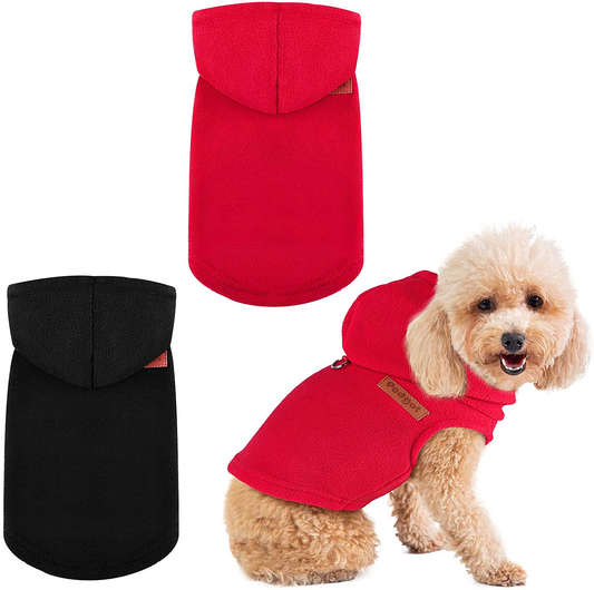 Pedgot 2 Pieces Dog Fleece Vest Hoodie Warm Dog Apparel Clothes Pet Sweater Vest Dog Pullover for Indoor and Outdoor Winter Use Animals & Pet Supplies > Pet Supplies > Dog Supplies > Dog Apparel Pedgot Black, Red Small 