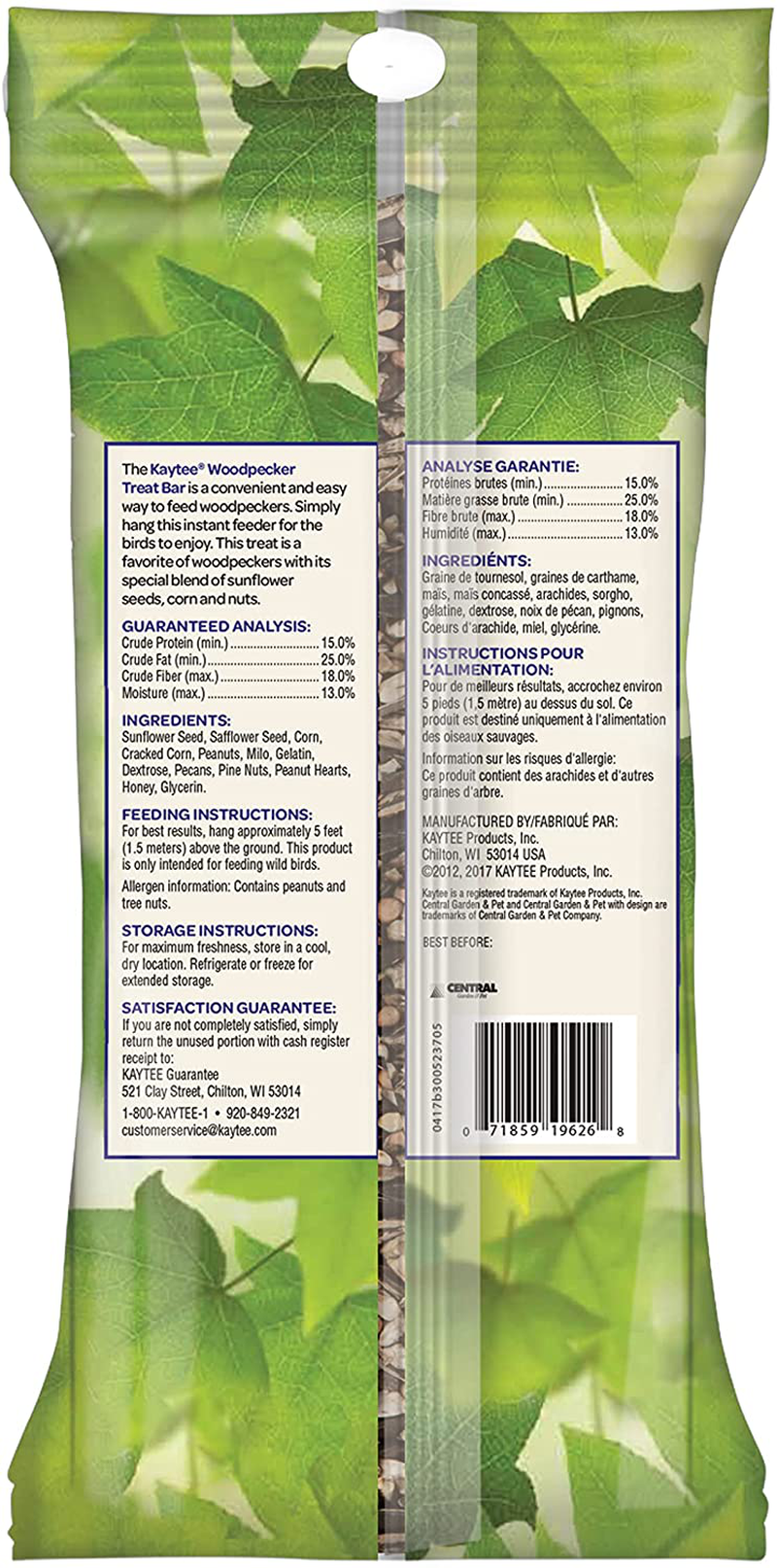 Kaytee 100061939 Woodpecker Bird Seed Bar, 11 Oz, None Animals & Pet Supplies > Pet Supplies > Bird Supplies > Bird Treats Kaytee   