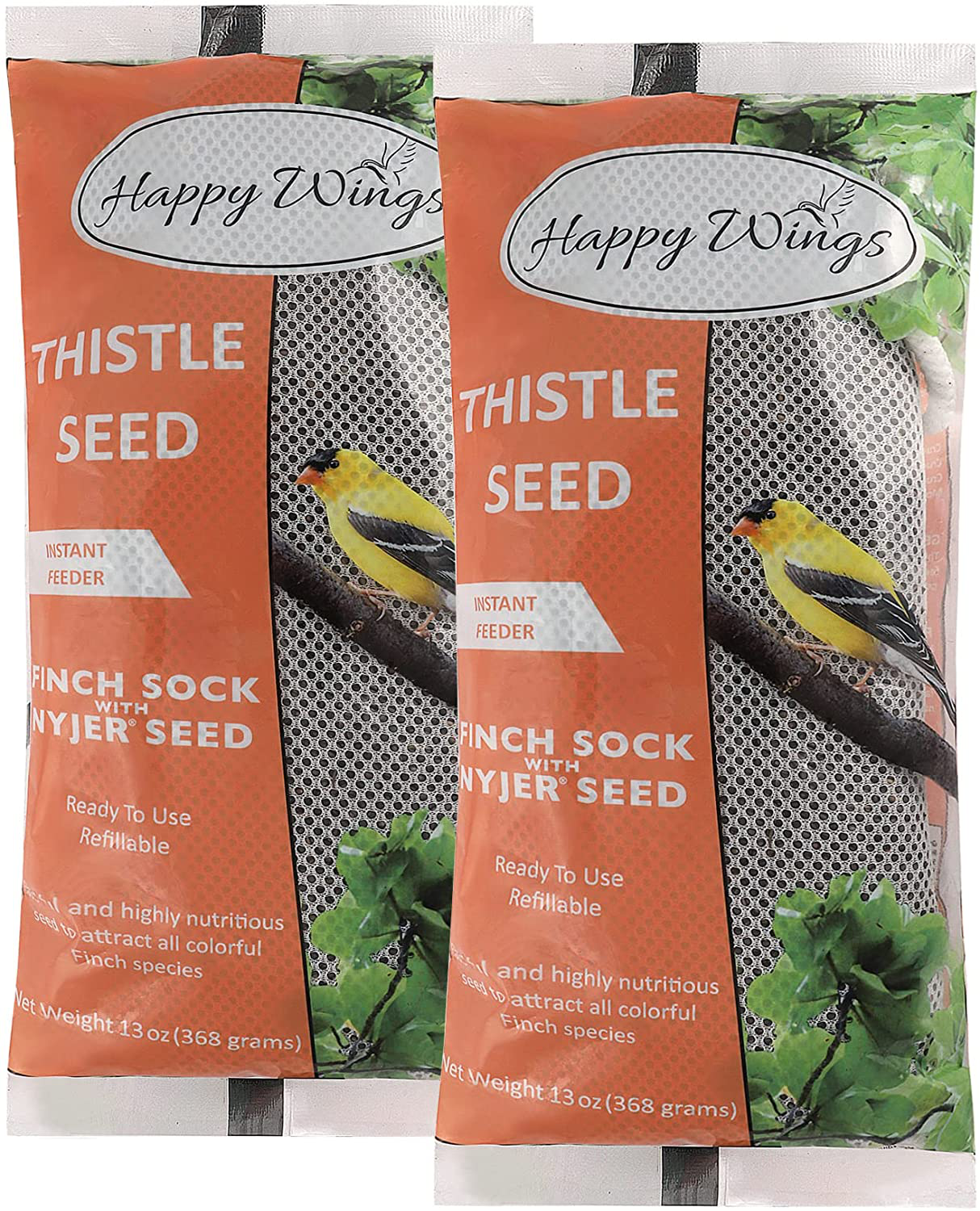 Happy Wings Nyjer/Thistle Seeds Wild Bird Food Animals & Pet Supplies > Pet Supplies > Bird Supplies > Bird Food Happy Wings 13 Oz x 2  