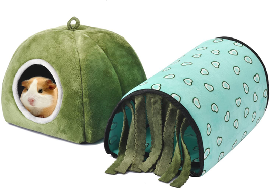 Guinea Pig Hideout 2 Pack Tunnel House Bed for Bunny Hamsters Chinchilla Hedgehog Small Animal Accessories -Playing Sleeping Hunting Resting Warm Plush Nest Habitats Animals & Pet Supplies > Pet Supplies > Small Animal Supplies > Small Animal Habitat Accessories petikt   