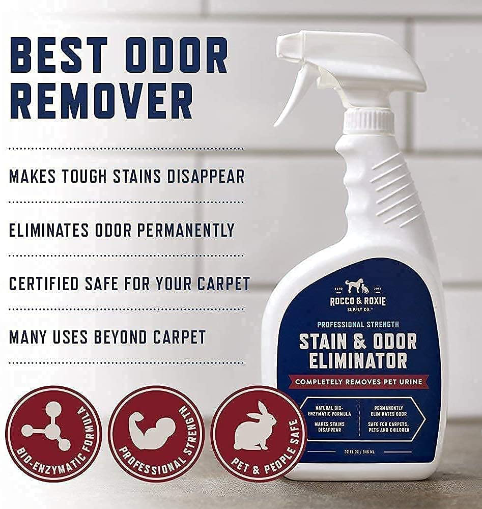 Rocco & Roxie Stain & Odor Eliminator for Strong Odor - Enzyme-Powered Pet Odor Eliminator for Home - Carpet Stain Remover for Cat and Dog Pee - Enzymatic Cat Urine Destroyer - Carpet Cleaner Spray Animals & Pet Supplies > Pet Supplies > Small Animal Supplies > Small Animal Treats Rocco & Roxie Supply Co.   