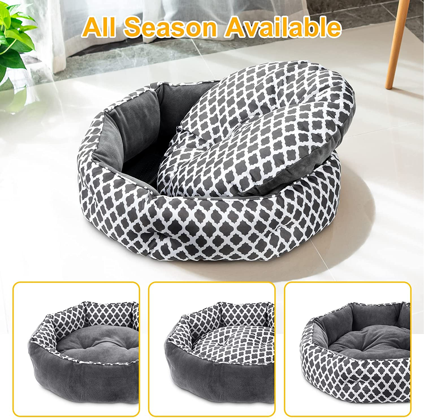 JOYO Cat Bed for Indoor Cat, 20 Inch Cat Bed Machine Washable with Waterproof Non-Slip Bottom, Double-Sided Kitten Plush Cushion Bed for Small Dogs, Soft Flannel round Warming Sofa Bed for Kitty Puppy Animals & Pet Supplies > Pet Supplies > Cat Supplies > Cat Beds JOYO   