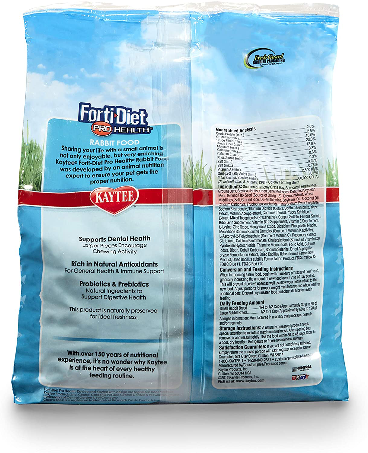 Kaytee Forti-Diet Pro Health Adult Rabbit Food, 5-Lb Bag Animals & Pet Supplies > Pet Supplies > Small Animal Supplies > Small Animal Food Kaytee   