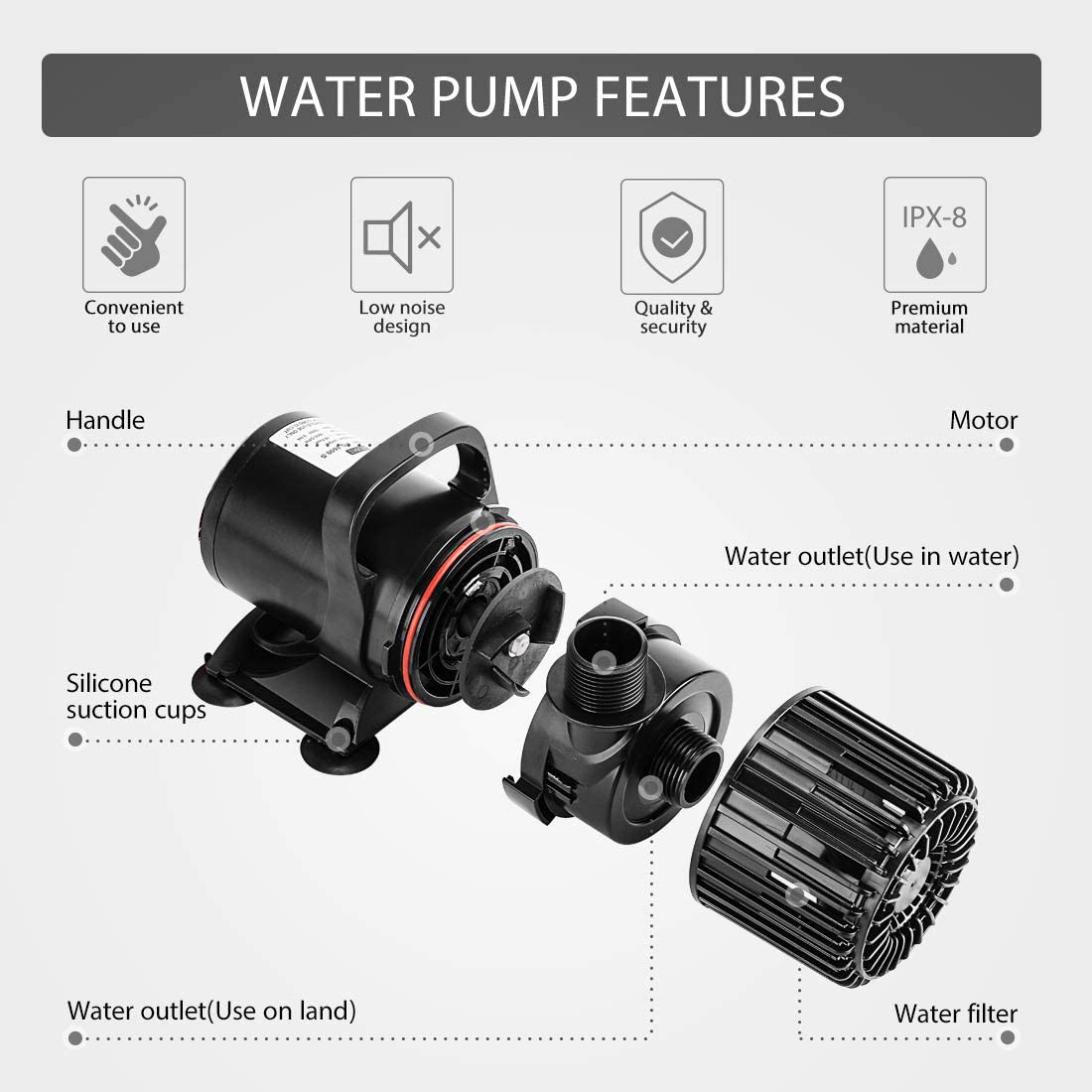 VIVOHOME Electric 120W 2700GPH Submersible Water Pump for Koi Pond Pool Waterfall Fountains Fish Tank and Aquarium Animals & Pet Supplies > Pet Supplies > Fish Supplies > Aquarium & Pond Tubing VIVOHOME   