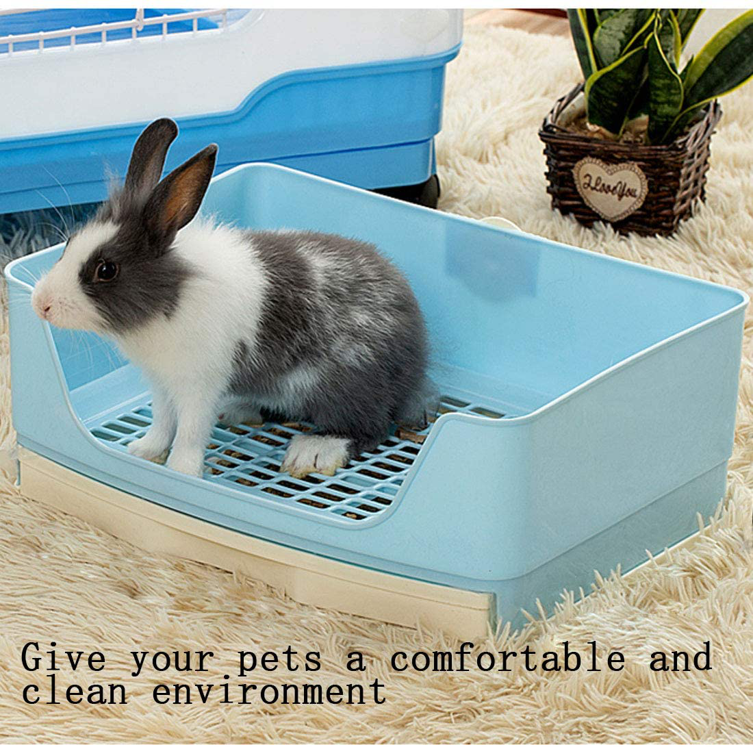 PINVNBY Large Rabbit Litter Box Bigger Pet Litter Pan Trainer with Drawer Corner Toilet Box for Adult Guinea Pigs Chinchilla Ferret Hedgehog Small Animals