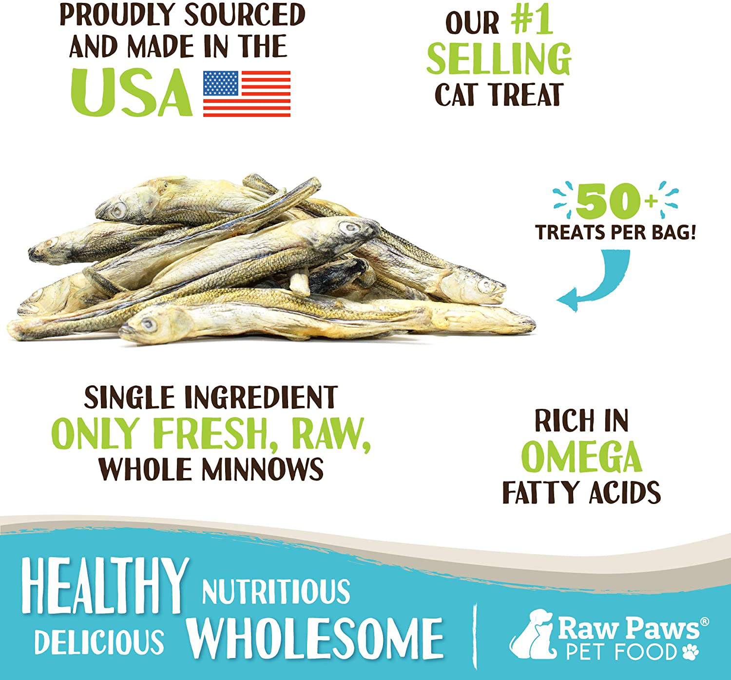 Raw Paws USA Freeze Dried Minnows for Dogs & Cats, 2-Oz - Grain Free Fish Dog Treats - Dried Minnows for Cats - Single Ingredient Minnow Treats for Dogs - Natural Fish Cat Treats - Dog Fish Treats Animals & Pet Supplies > Pet Supplies > Cat Supplies > Cat Treats Raw Paws   