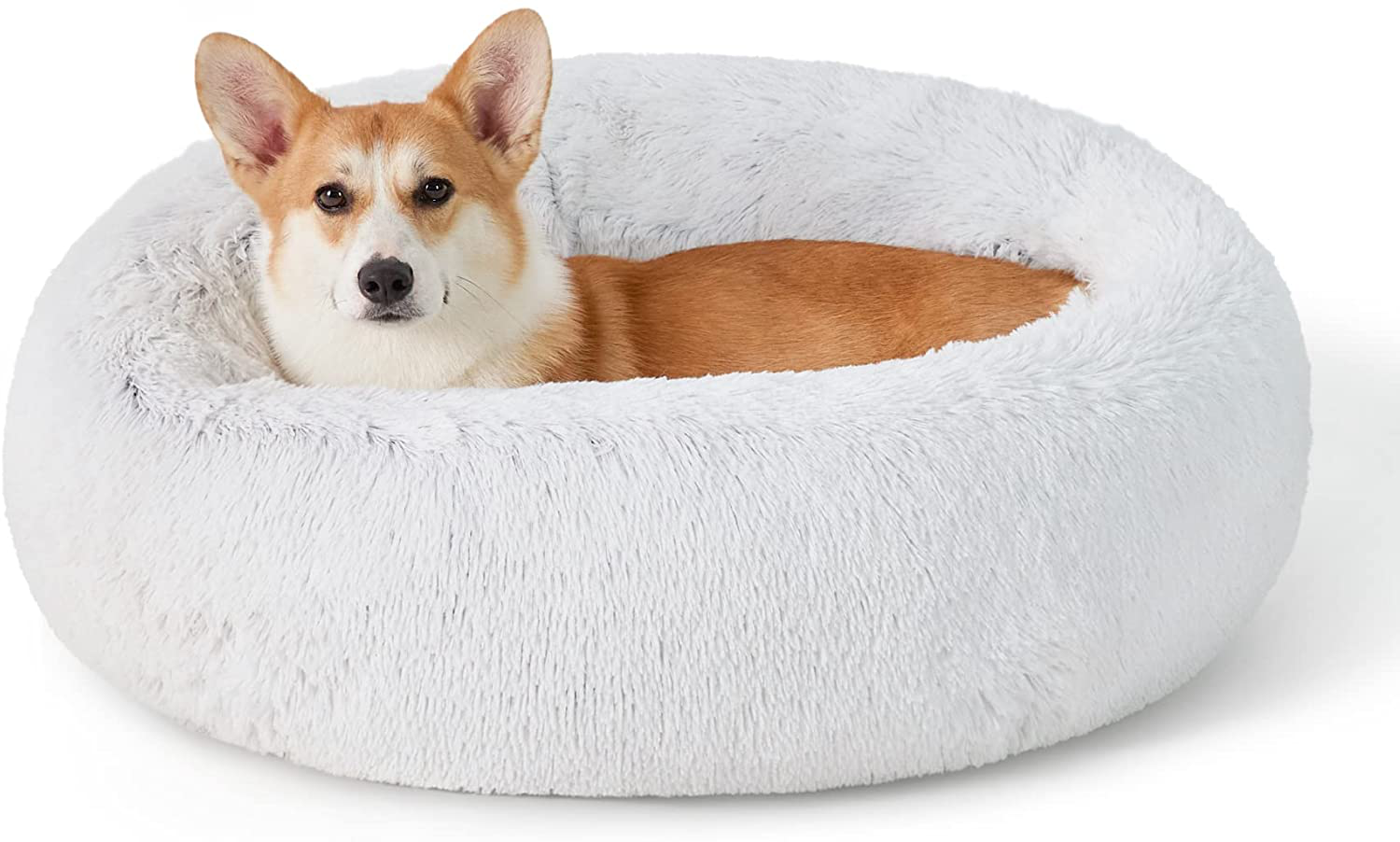 Bedsure Calming Dog Beds for Small Medium Large Dogs - round Donut Washable Dog Bed, Anti-Slip Faux Fur Fluffy Donut Cuddler Anxiety Cat Bed, Fits up to 15-100 Lbs Animals & Pet Supplies > Pet Supplies > Dog Supplies > Dog Beds Bedsure Comfy Pet Frost Grey 30x30x8 Inch (Pack of 1) 