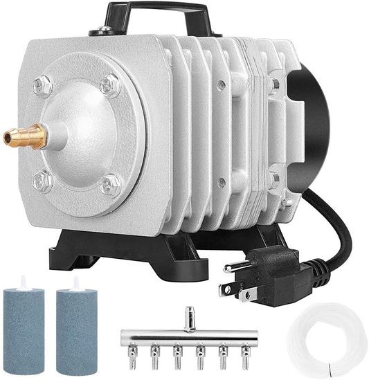 VIVOHOME 32W 950 GPH 60L/Min 6 Outlets Commercial Air Pump with 2 PCS 4 X 2 Inch Airstones and 25-Ft Air Tubing Combo, 3 Sets
