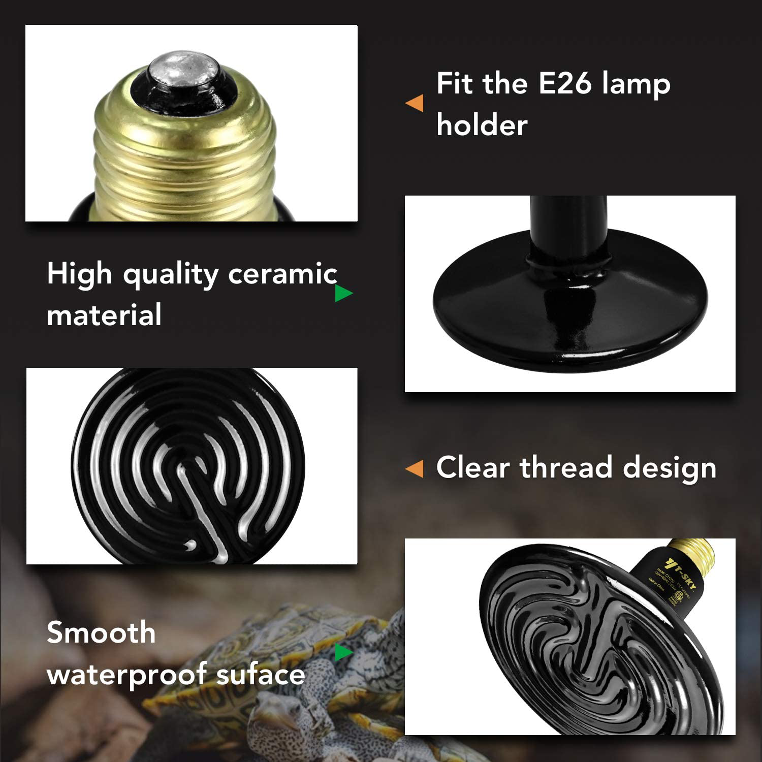 Simple Deluxe 250W Reptile Heat Lamp Bulb No Light Ceramic Heat Emitter Brooder Coop Heater