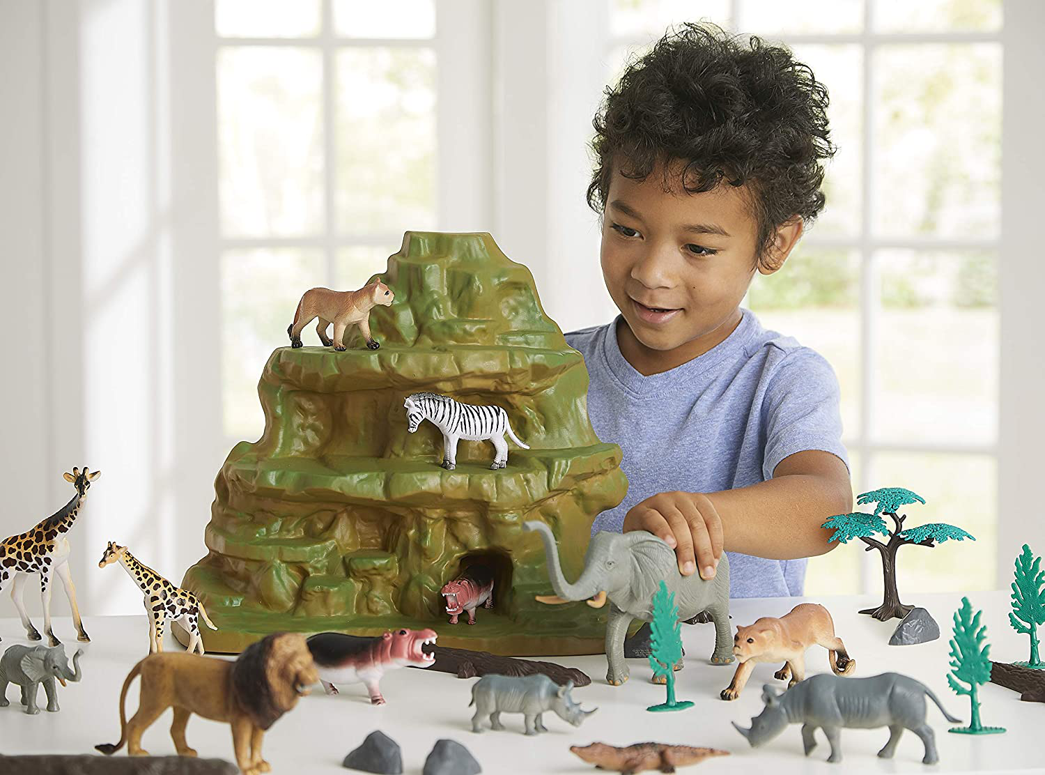 Animal Zone 30Pc Safari Set with Mountain Animals & Pet Supplies > Pet Supplies > Small Animal Supplies > Small Animal Habitat Accessories Animal Zone   