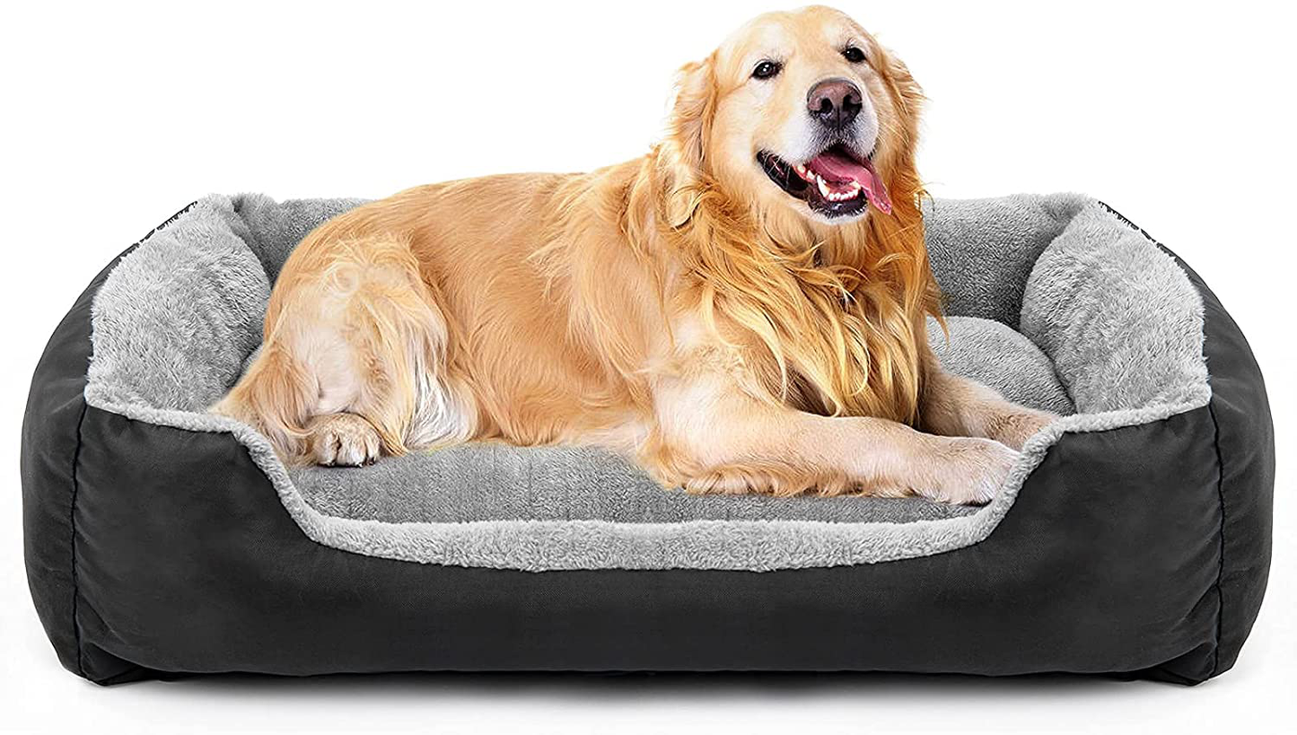 Dog Bed, Dog Bed for Medium Dogs, Washable Rectangular Pet Bed with Warm Breathable, Bottom with Soft Cotton and Coral Fleece Animals & Pet Supplies > Pet Supplies > Dog Supplies > Dog Beds Teodty Black XL(37'' x 30'') 