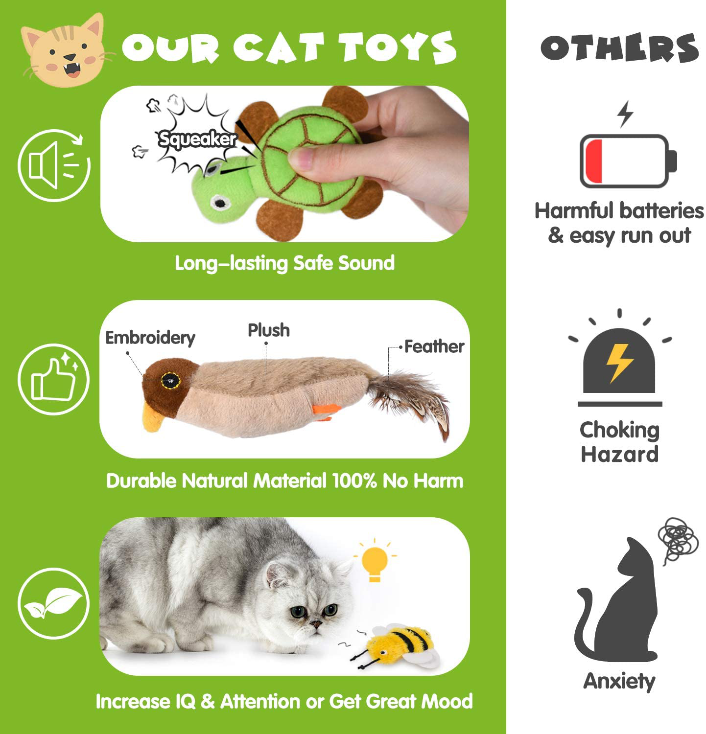 Vitscan Cat Toys for Indoor Cats, Interactive Cat Toy, Cat Chew Toy for Aggressive Chewers Bite Resistant, Crinkle Squeaky Catnip Toys Plush Stuffed Animal Pet Kitten Dog Toys Animals & Pet Supplies > Pet Supplies > Bird Supplies > Bird Treats Vitscan   