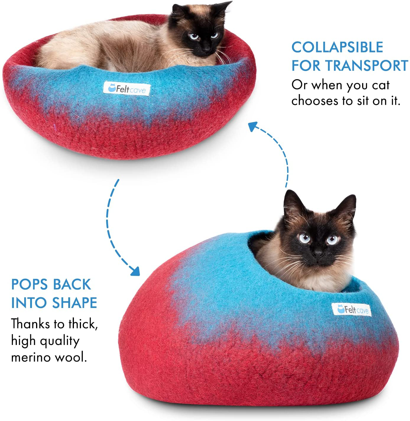 Feltcave Cat Cave Bed, Handmade Covered Cat Bed Cave, Wooly Cave for Cats, Dome Shaped Cat Pod, Cat Beds & Furniture, Felt Cat Beds for Indoor Cats Animals & Pet Supplies > Pet Supplies > Cat Supplies > Cat Beds Feltcave   