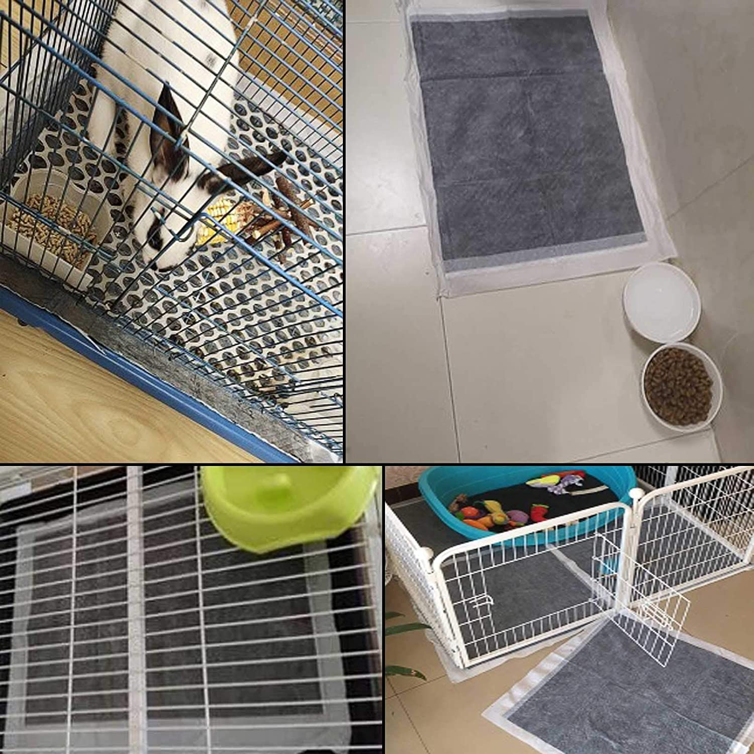 Kathson Rabbit Pee Pads Disposable Cage Liners 50PCS All-Absorb Black Carbon Odor-Control Bunny Training Accessories with Quick-Dry Surface for Puppy Guinea Pig Kitten Hedgehog Small Animals Animals & Pet Supplies > Pet Supplies > Small Animal Supplies > Small Animal Bedding kathson   