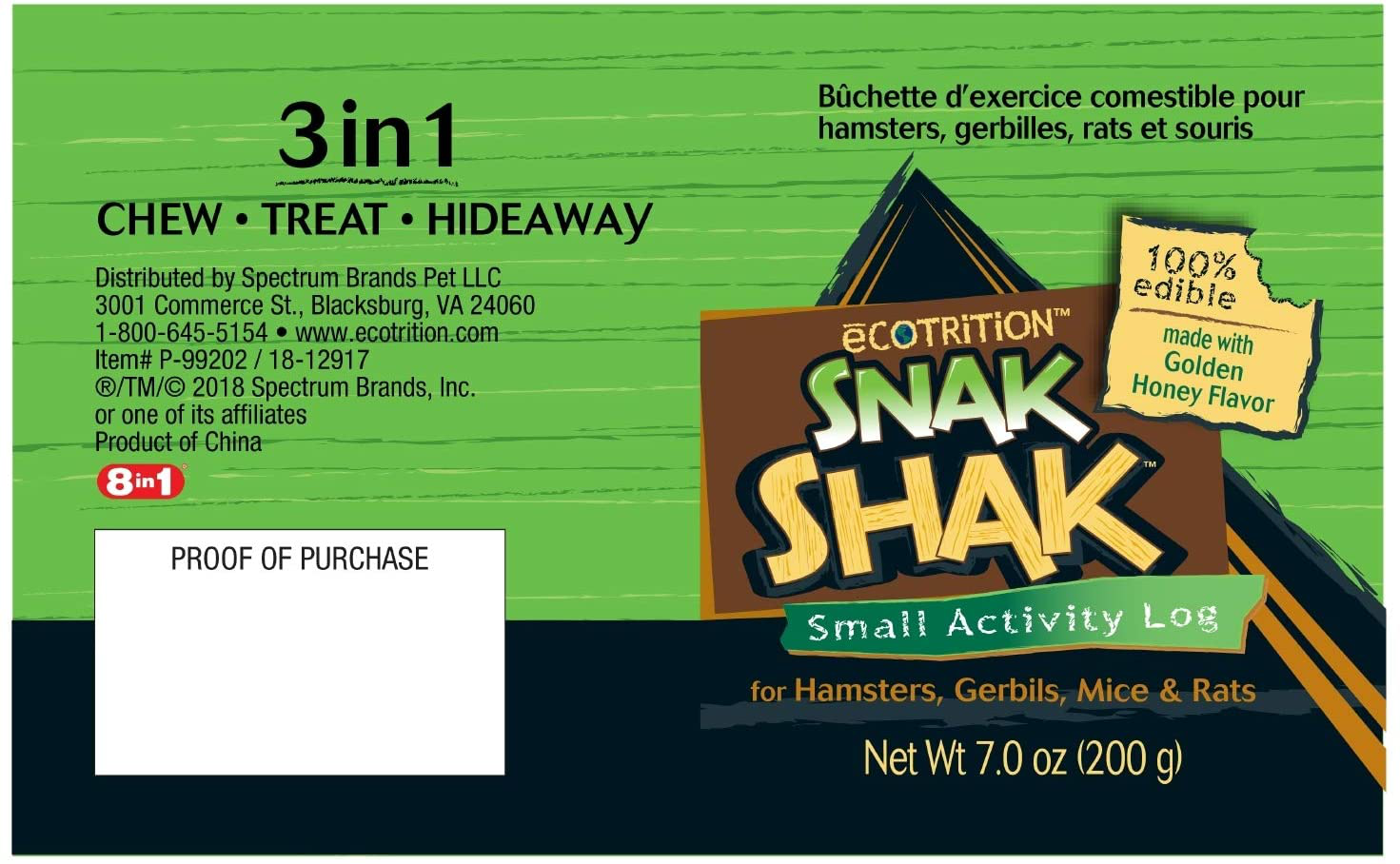 Ecotrition Snak Shak Edible Hideaway for Hamsters, Gerbils, Mice and Small Animals, 3-In-1 Chew Treat and Hideaway Animals & Pet Supplies > Pet Supplies > Small Animal Supplies > Small Animal Habitat Accessories eCOTRITION   