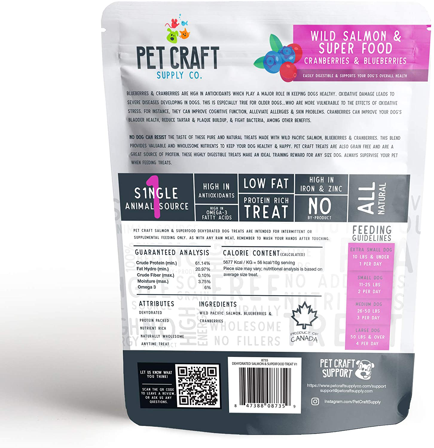 Pet Craft Supply Pure Natural Dried Dog Treats - Salmon Dog Treats - Liver Treats - Training Treats Great for Puppies - Grain Free