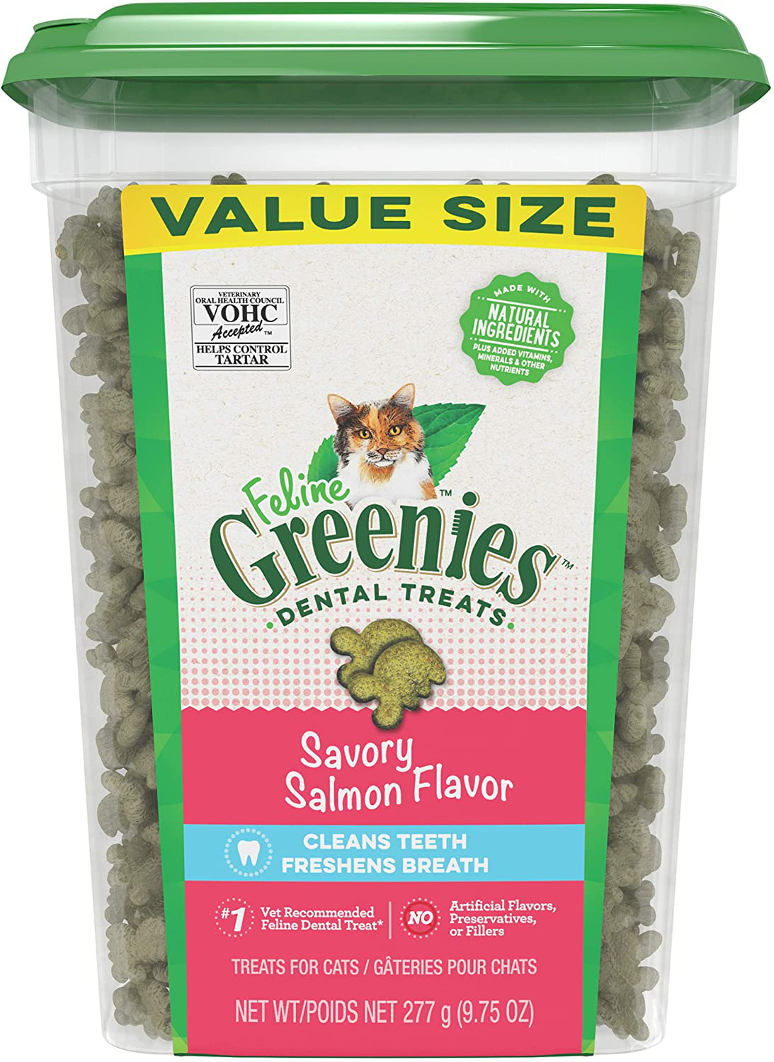 FELINE GREENIES Natural Dental Care Cat Treats, Salmon Flavor, All Bag Sizes Animals & Pet Supplies > Pet Supplies > Cat Supplies > Cat Treats Greenies 9.75 Ounce.  