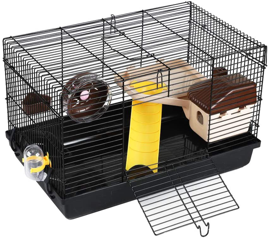 EMUST Hamster Cage, Large Guinea Pig Cage Haven Habitat，Small Animal Cage for Hamster, Guinea Pig, Gerbil- Includes Exercise Wheel, Water Bottle, Black Animals & Pet Supplies > Pet Supplies > Small Animal Supplies > Small Animal Habitats & Cages EMUST Black One Size (Pack of 1) 