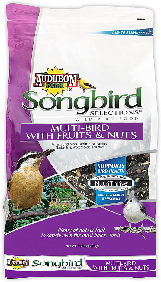 Audubon Park Songbird Selections 11980 Multi Wild Bird Food with Fruits and Nuts, 15 Lb Animals & Pet Supplies > Pet Supplies > Bird Supplies > Bird Food Audubon Park 15 lb  