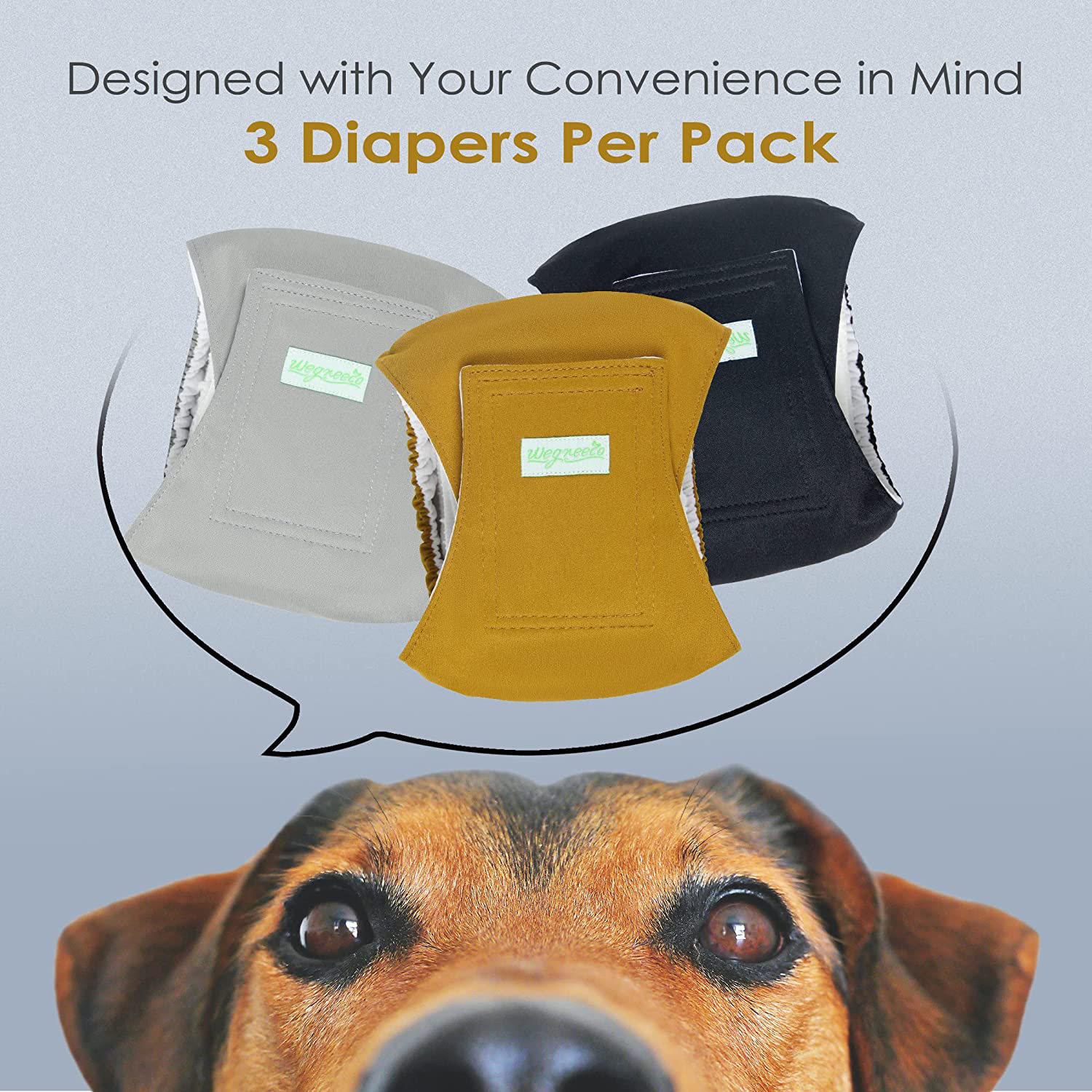 Wegreeco Washable Dog Diapers - Washable Male Dog Belly Wrap - Pack of 3