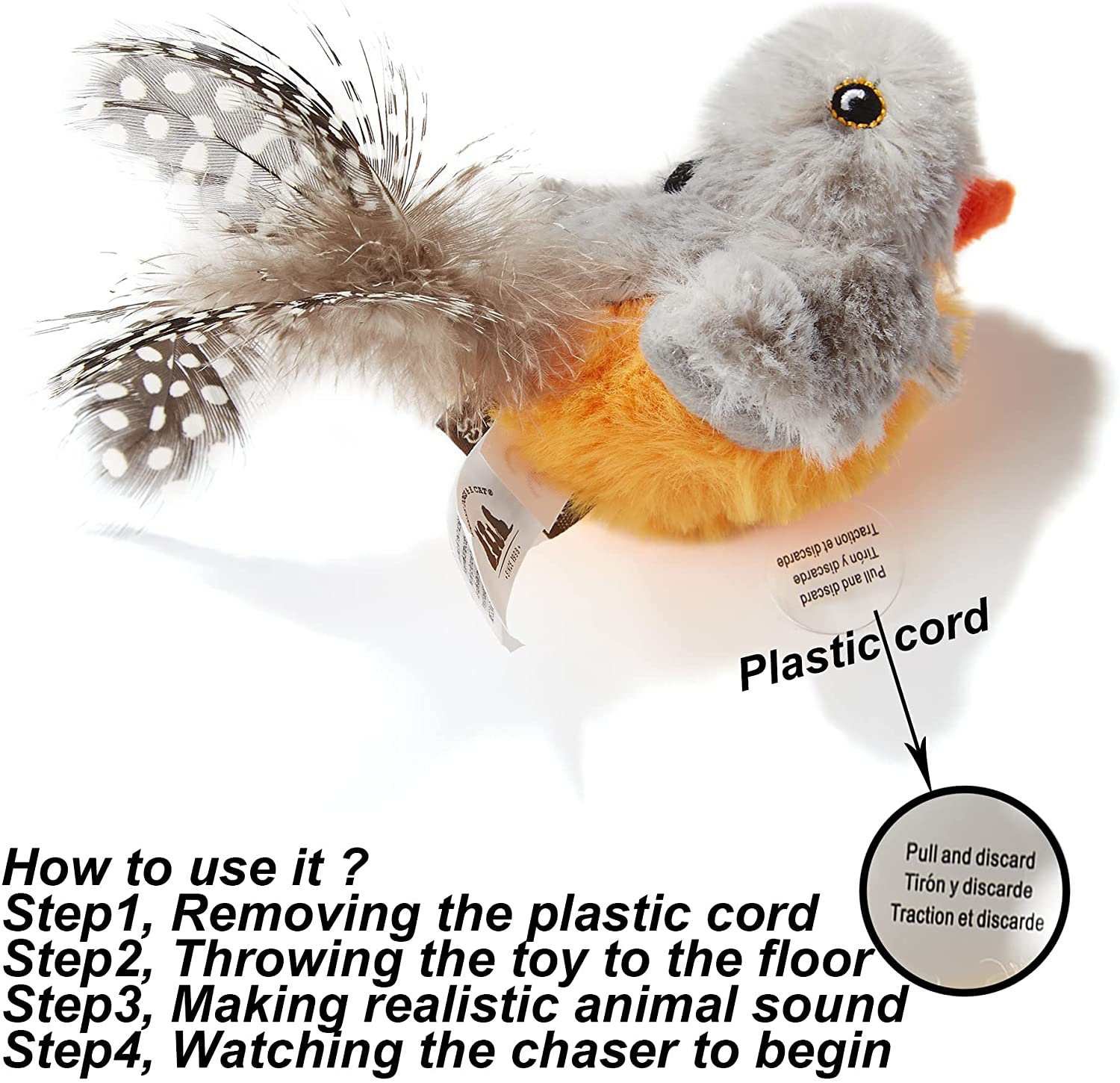 Vealind Three Dogs & a Cat Toys Interactive for Indoor Cats Automatic Squeaky Kitten Feather Toy with Animal Sounds for Cats (Grey Bird & Mouse) Animals & Pet Supplies > Pet Supplies > Cat Supplies > Cat Toys Vealind   