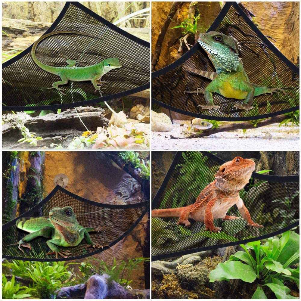 KATUMO Leopard Gecko Tank Accessories, Reptile Habitat Decor Mesh Hammock Reptiles Hanging Plants Artificial Bendable Climbing Vines Coconut Hideout Ideal for Gecko, Chameleon, Lizard, Frog, Snake Animals & Pet Supplies > Pet Supplies > Reptile & Amphibian Supplies > Reptile & Amphibian Habitat Accessories KATUMO   