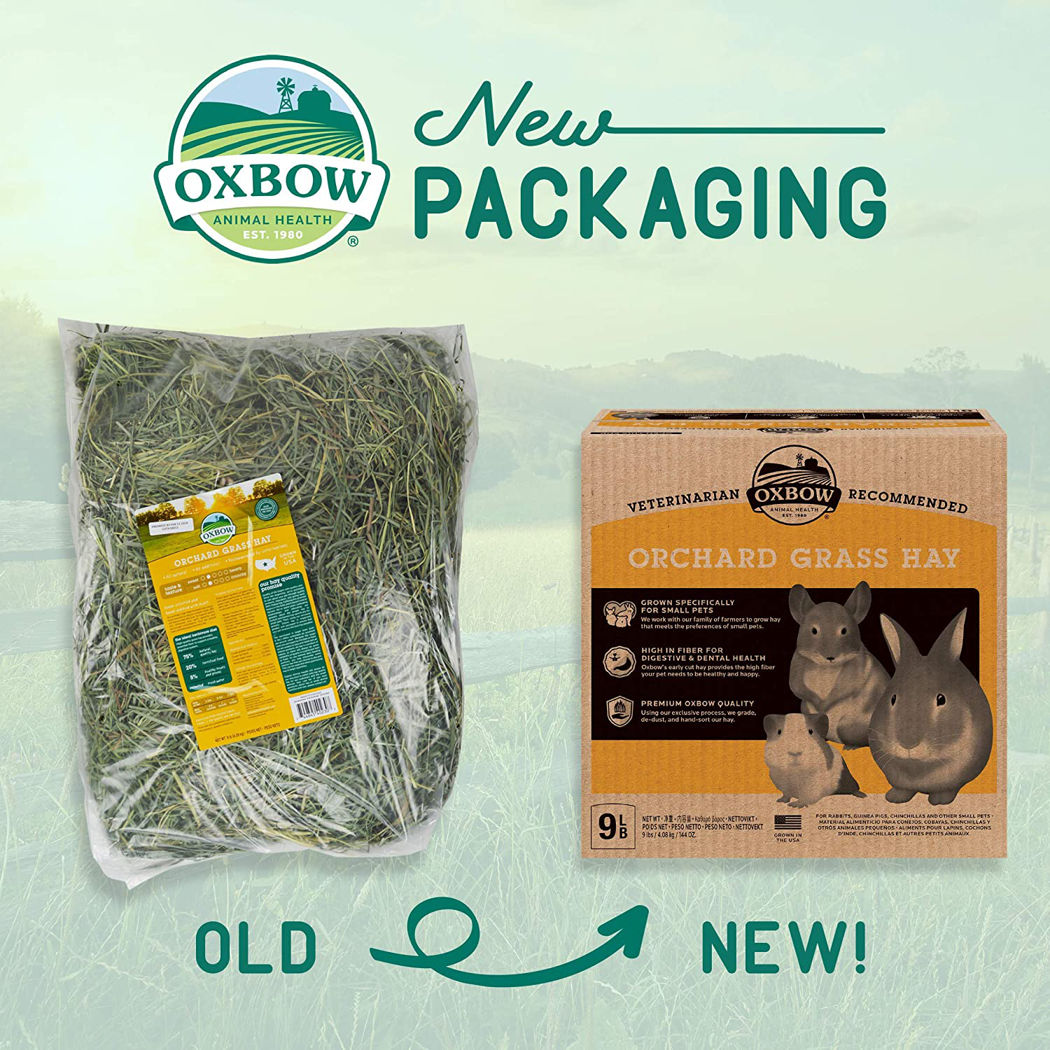 Oxbow Animal Health Orchard Grass Hay - All Natural Grass Hay for Chinchillas, Rabbits, Guinea Pigs, Hamsters & Gerbils