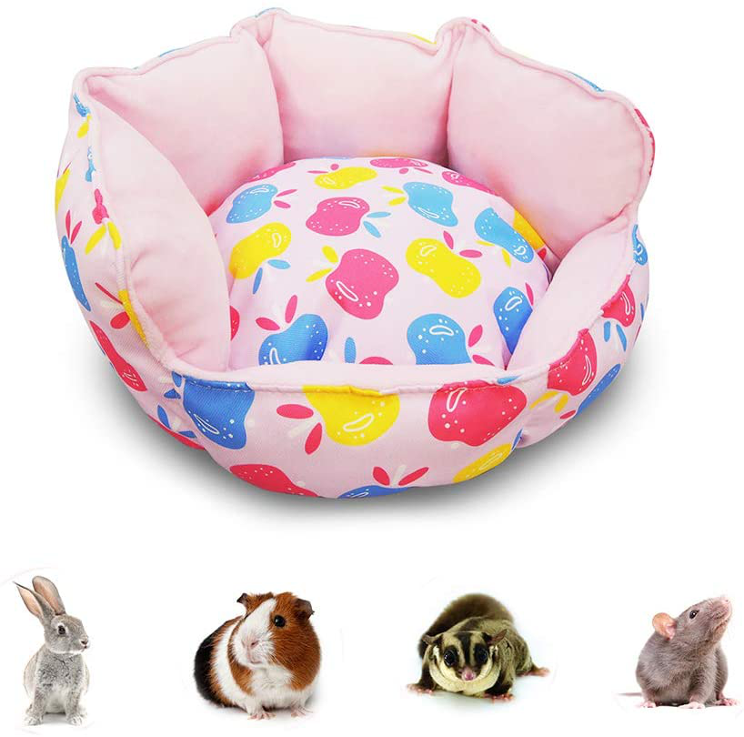 Small Animal Pet Bed,Homeya Cuddle Cup Hideout Bedding for Guinea Pig Rabbit Bunny Hamster Chinchilla Rat Hedgehog House Fleece Winter Habitat Cage Accessories Machine Washable Birthday Pet Gifts Animals & Pet Supplies > Pet Supplies > Small Animal Supplies > Small Animal Habitat Accessories HOMEYA Pink  