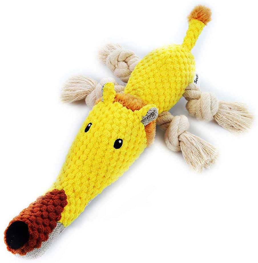 Sedioso Stuffed Dog Toys, Tug of War Plush Dog Toy for Large Breed, Cute Squeaky Dog Toys with Crinkle Paper, Dog Chew Toys for Puppy, Small, Middle, Big Dogs Animals & Pet Supplies > Pet Supplies > Dog Supplies > Dog Toys Sedioso Yellow(Lion)  