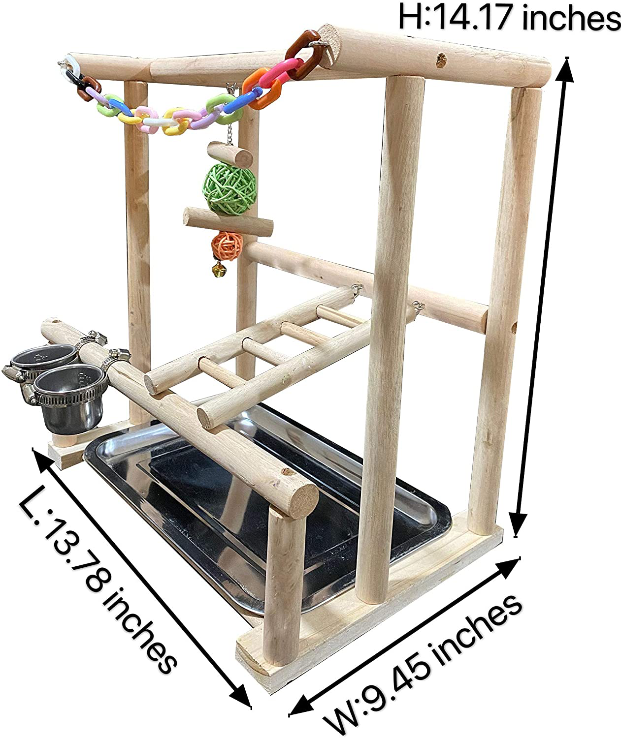 NAPURAL Bird Playground Bird Play Stand Cockatiel Playground Wood Perch Gym Playpen Ladder with Feeder Cups Toys Exercise Play (Include a Chewing Toy) Animals & Pet Supplies > Pet Supplies > Bird Supplies > Bird Cages & Stands NAPURAL   