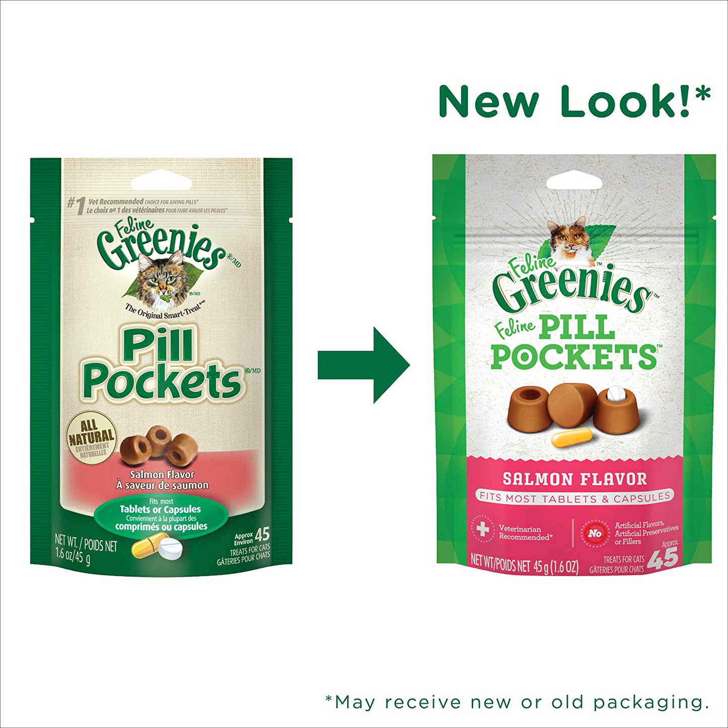 FELINE GREENIES Pill Pockets Natural Cat Treats, Salmon & Tuna Flavor Animals & Pet Supplies > Pet Supplies > Cat Supplies > Cat Treats Greenies   