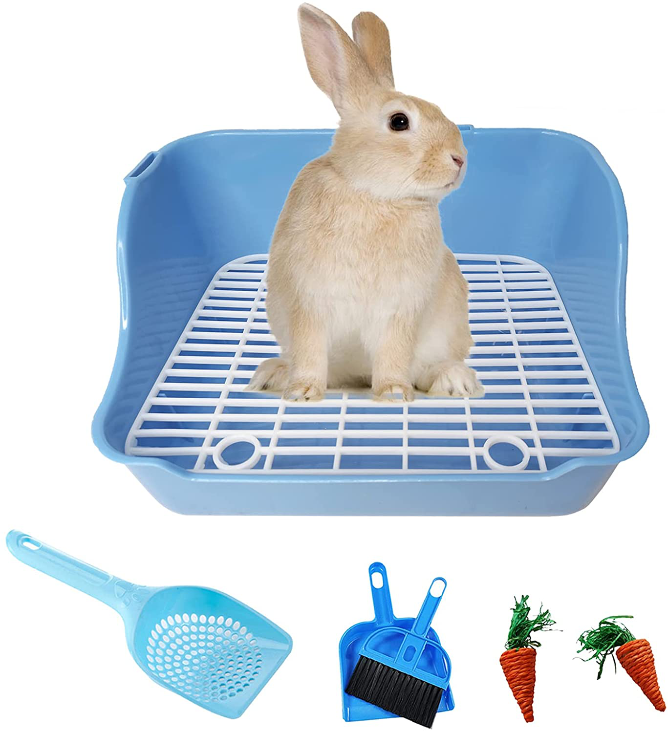 Kathson Rabbit Litter Box Pets Toilet Potty Trainer Corner Small Animals Litter Bedding Box Plastic Square Cage Box Pet Pan for Guinea Pig Hamster Bunny Gerbils Animals & Pet Supplies > Pet Supplies > Small Animal Supplies > Small Animal Bedding kathson   