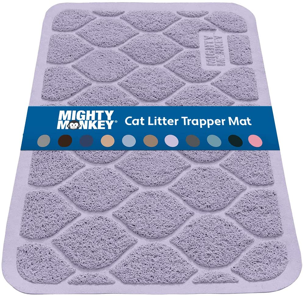 Mighty Monkey Durable Easy Clean Cat Mat, Litter Catching Mats, Great Scatter Control, Keep Floors Clean, Soft on Sensitive Kitty Paws, Cats Necessities, Large Size, Slip Resistant, 35X23, Light Blue Animals & Pet Supplies > Pet Supplies > Cat Supplies > Cat Litter Box Mats MIGHTY MONKEY Purple 35x23 Inch (Pack of 1) 