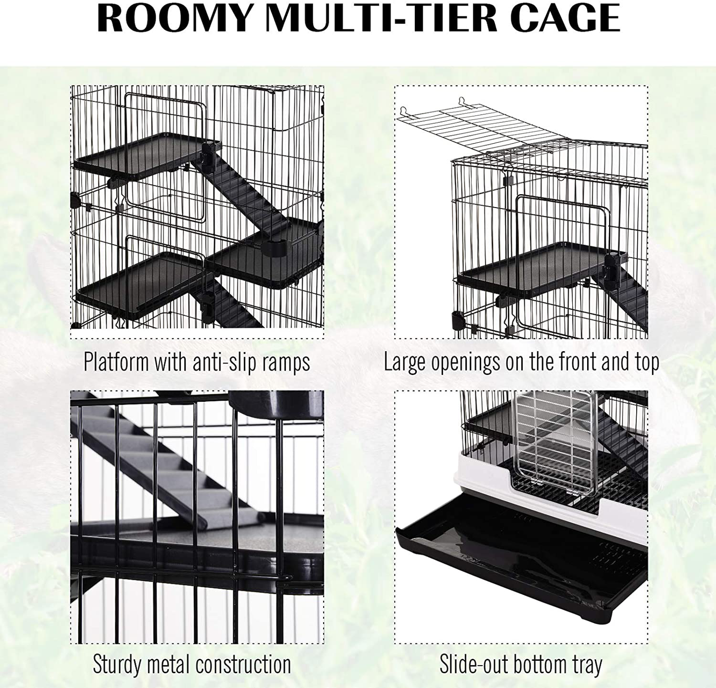 Pawhut 57" H 6-Level Indoor Small Animal Cage Rabbit Hutch with Wheels Animals & Pet Supplies > Pet Supplies > Small Animal Supplies > Small Animal Habitat Accessories PawHut   