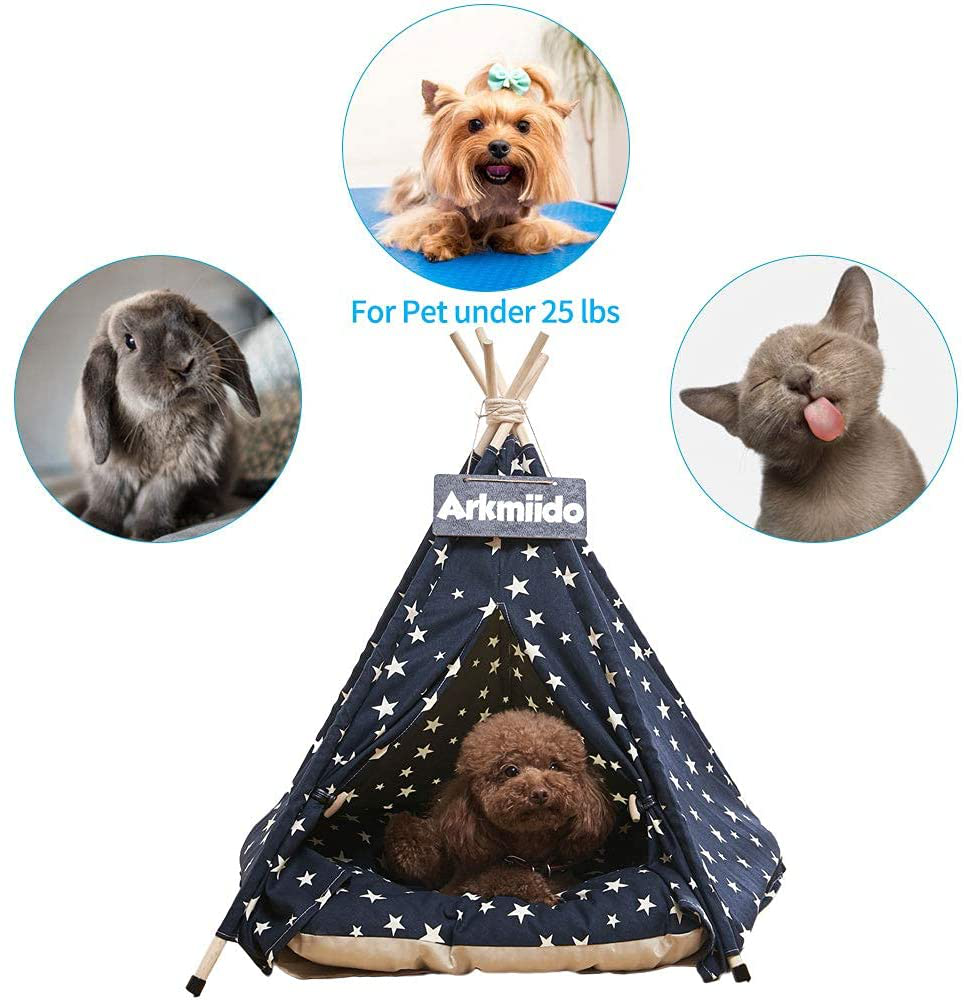 Pet Teepee Dog & Cat Bed with Cushion- Portable Luxery Pet Tents & Houses with Cushion Animals & Pet Supplies > Pet Supplies > Dog Supplies > Dog Houses Enlitoys   