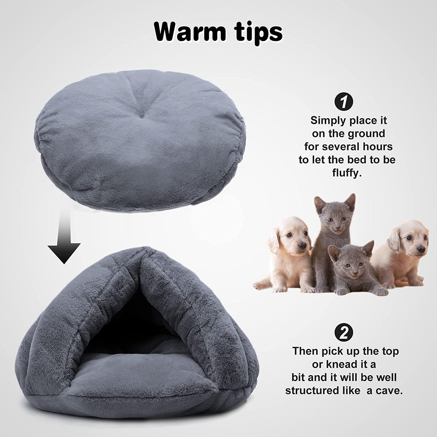 Self Warming Plush Pet Bed Cat Cave Pet Tent Cave Bed Cozy Cat Sleeping Bag Snooze Mat for Winter Pets Cats Small Dogs Puppies and Kittens, Durable, Comfortable, Washable Animals & Pet Supplies > Pet Supplies > Cat Supplies > Cat Beds iphonepassteCK   