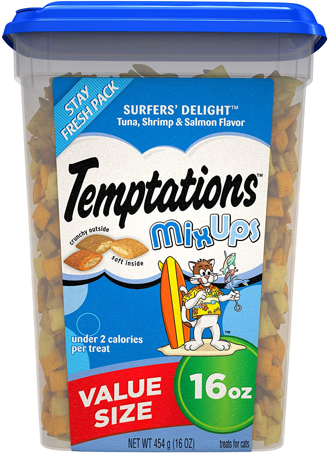 TEMPTATIONS Mixups Crunchy and Soft Cat Treats, 16 Oz., Pouches and Tubs Animals & Pet Supplies > Pet Supplies > Bird Supplies > Bird Treats Temptations Tuna, Shrimp, Salmon 16 oz. Tub 