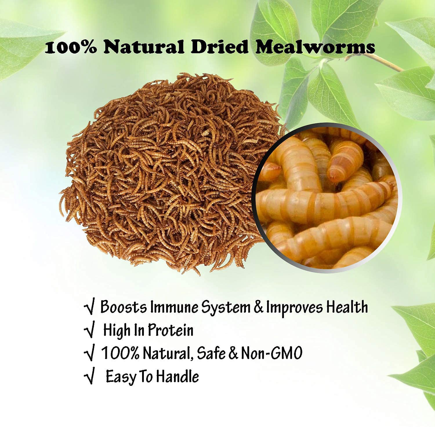 Mealworms -5 Lbs- 100% Non-Gmo Dried Mealworms - Large Meal Worms - Bulk Mealworms -High Protein Treats- Perfect Mealworm for Chickens, Ducks, Turtles, Blue Birds, Lizards - Bag of Mealworms 5 LBS Animals & Pet Supplies > Pet Supplies > Bird Supplies > Bird Treats Amzey Appetizing Mealworms   