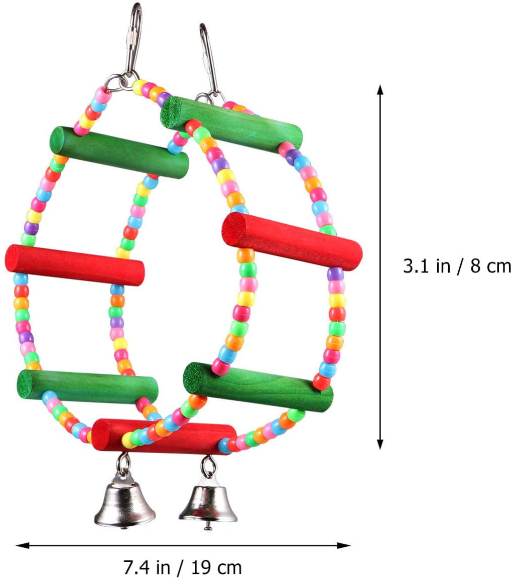 POPETPOP Bird Chewing Perch with Bell Cage Accessories Decorating Birdcage or Wood Parrot Perch Stand Play Gym Animals & Pet Supplies > Pet Supplies > Bird Supplies > Bird Gyms & Playstands POPETPOP   