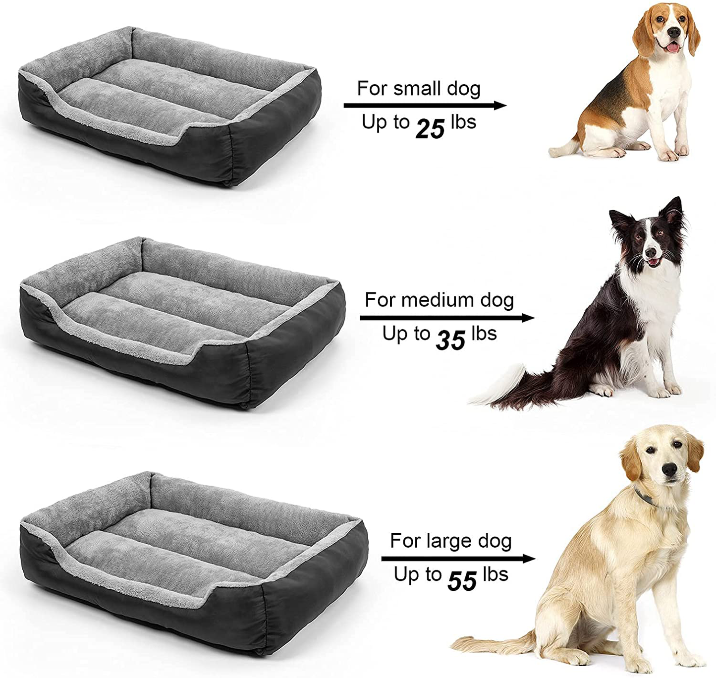 Dog Bed, Dog Bed for Medium Dogs, Washable Rectangular Pet Bed with Warm Breathable, Bottom with Soft Cotton and Coral Fleece Animals & Pet Supplies > Pet Supplies > Dog Supplies > Dog Beds Teodty   