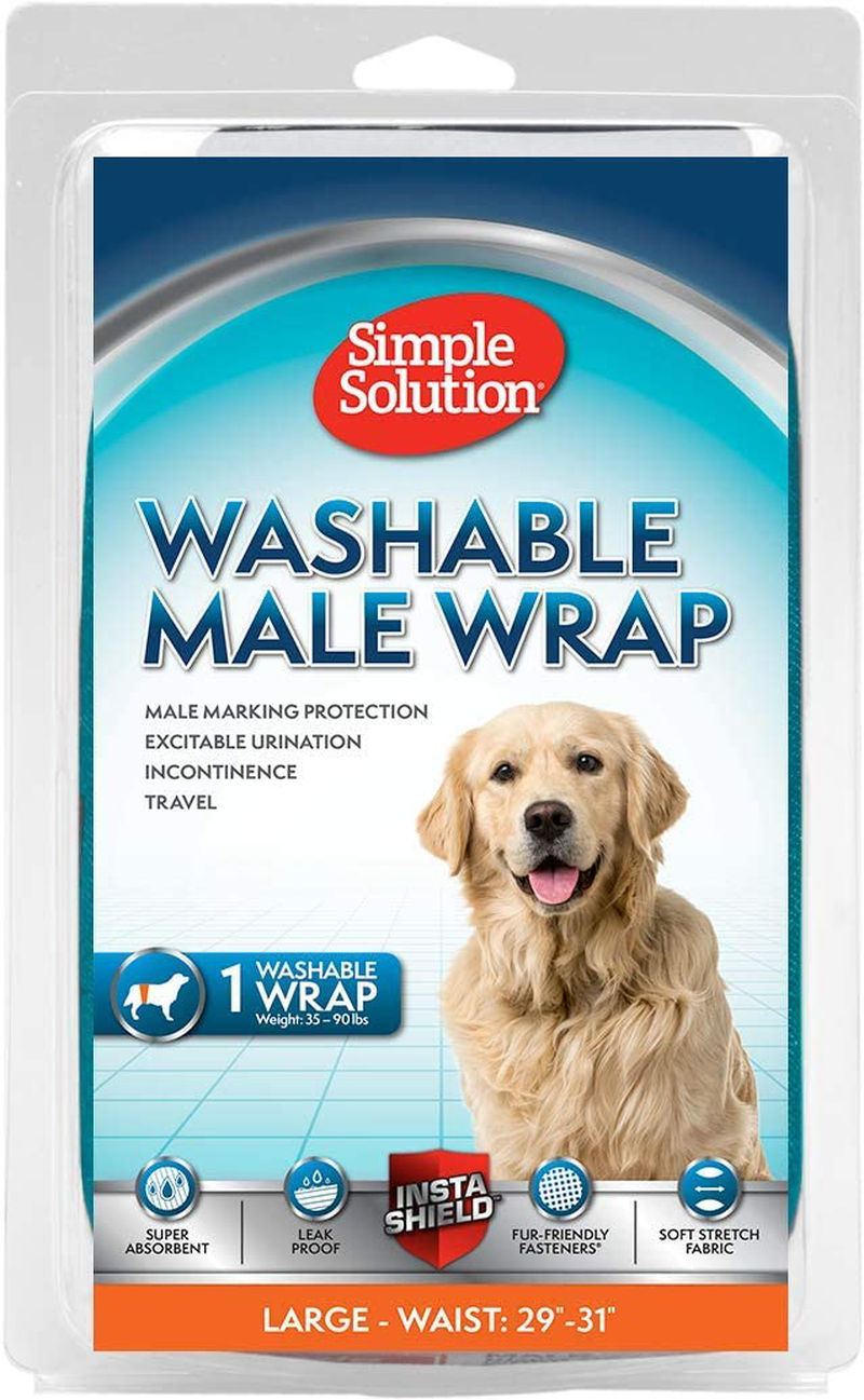 Simple Solution Washable Male Dog Diapers | Absorbent Male Wraps with Leak Proof Fit | Excitable Urination, Incontinence, or Male Marking | 1 Reusable Dog Diaper per Pack