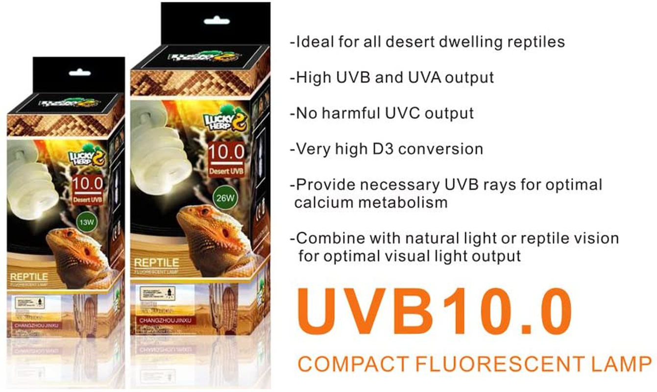 LUCKY HERP Desert UVA UVB Reptile Light Bulb 10.0 26W Compact Fluorescent Lamp Animals & Pet Supplies > Pet Supplies > Reptile & Amphibian Supplies > Reptile & Amphibian Habitat Heating & Lighting LUCKY HERP   