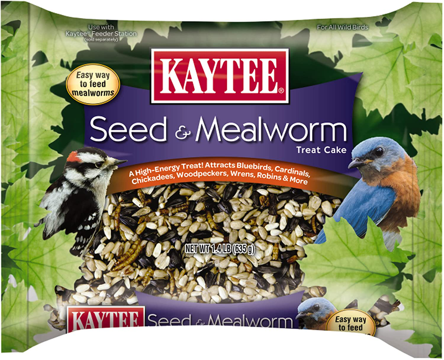 Kaytee 100528690 Seed & Mealworm Cake, 1.4 Pound (Pack of 1), None Animals & Pet Supplies > Pet Supplies > Bird Supplies > Bird Treats Kaytee Seed & Mealworm  