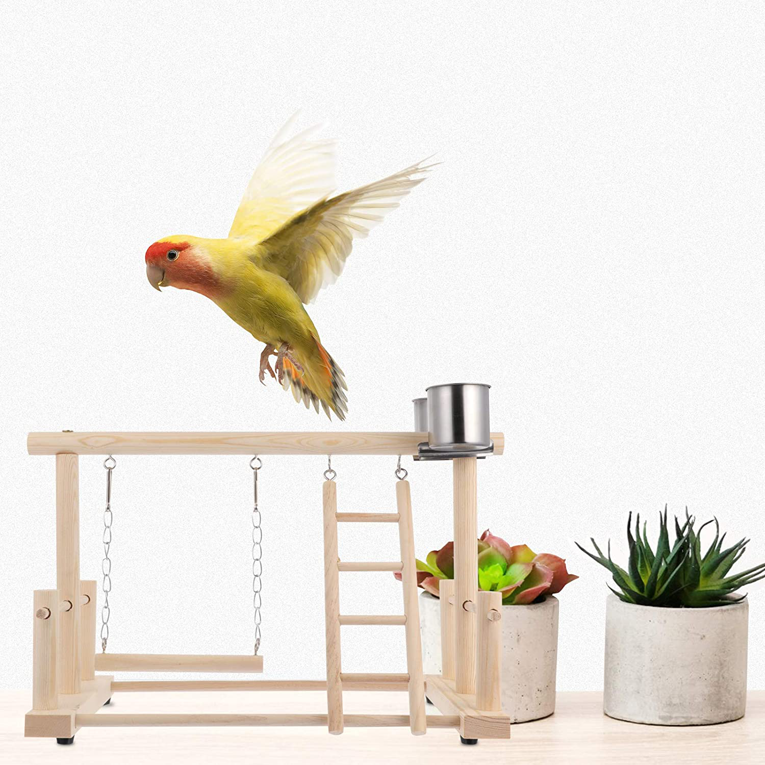 Baluue 1 Set Bird Play Stand Playground Wood Gym Playpen Exercise Play Standing Stick Pet Animals & Pet Supplies > Pet Supplies > Bird Supplies > Bird Gyms & Playstands Baluue   