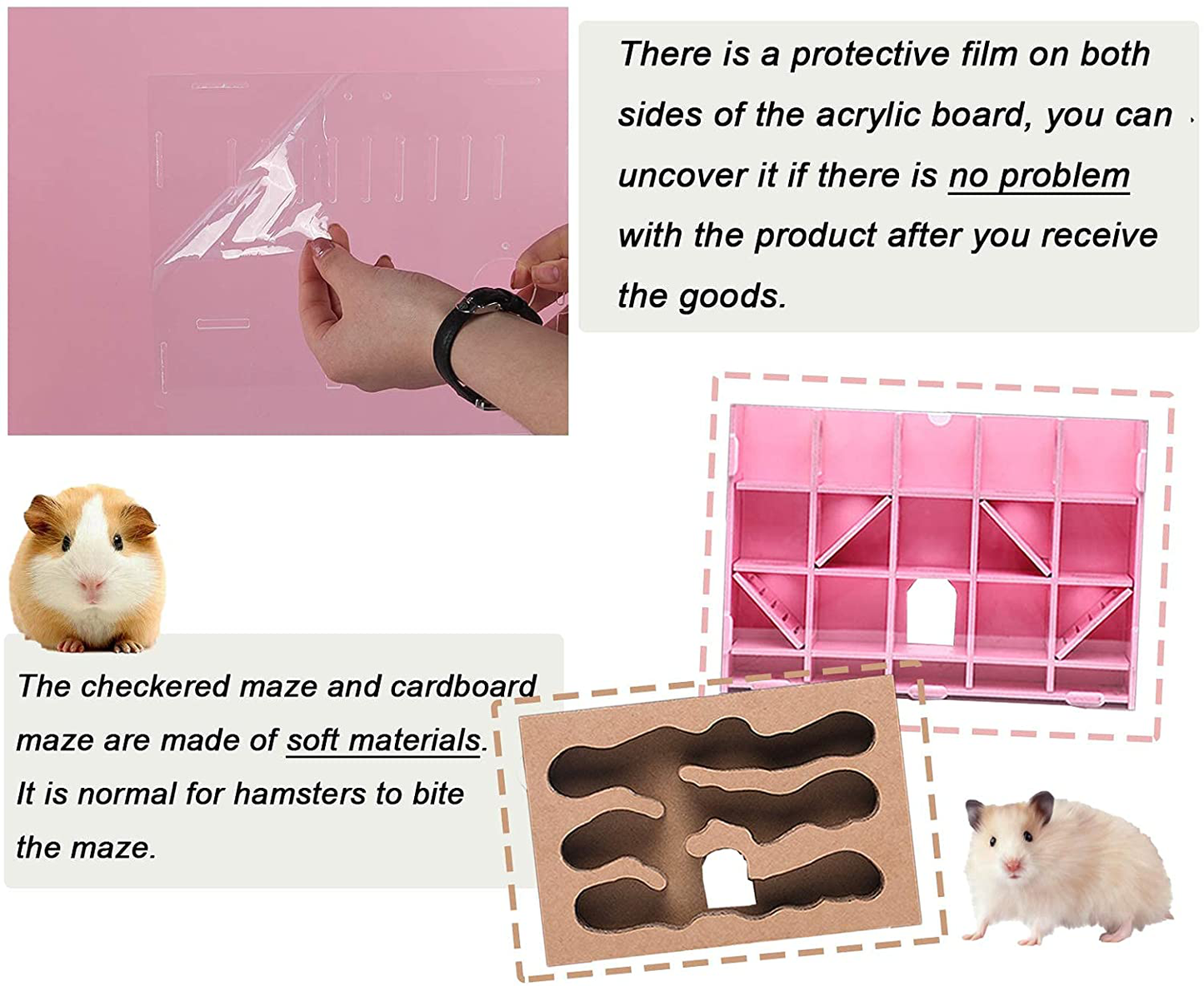 Nynelly Hamster Cage,Transparent Durable Small Animal Cage and Habitats House,Include Hamster Maze,Exercise Wheel, Water Bottle, Hamster Hideout, Food Bowl,13" L X 11.4" W X 11.4" H Animals & Pet Supplies > Pet Supplies > Small Animal Supplies > Small Animal Habitats & Cages Nynelly   