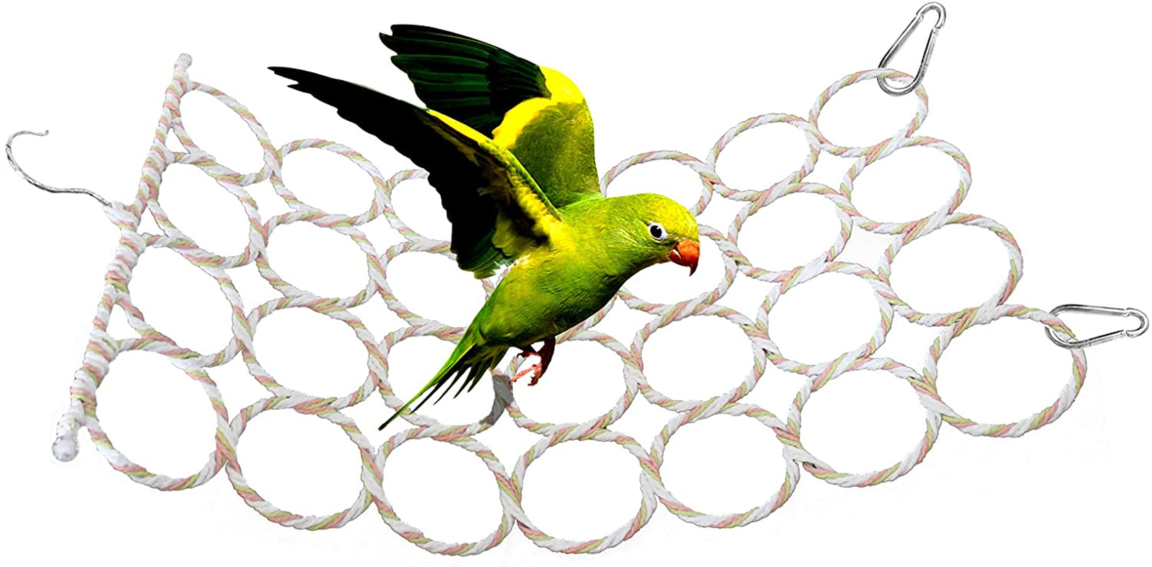 KYHSOM Bird Hemp Rope Net Swing, Small Animal Activity Toy Rope Climbing Net for Parakeet, Lovebirds, Cockatoo, Canary, African Grey, Macaw, Random Color Animals & Pet Supplies > Pet Supplies > Bird Supplies > Bird Ladders & Perches KYHSOM   