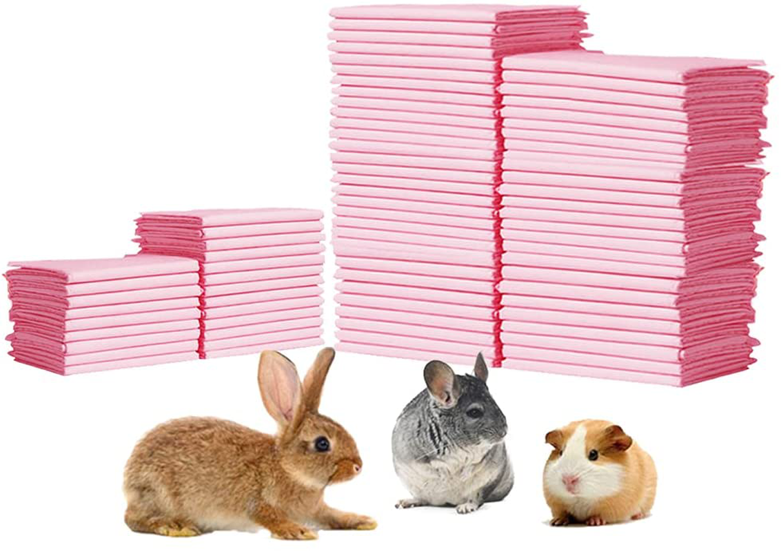 Amakunft 100 Pcs Rabbit Pee Pads, 18" X 13" Pet Toilet/Potty Training Pads, Super Absorbent Guinea Pig Disposable Diaper for Hedgehog, Hamster, Chinchilla, Cat, Reptile and Other Small Animal Animals & Pet Supplies > Pet Supplies > Dog Supplies > Dog Diaper Pads & Liners Amakunft Pink  