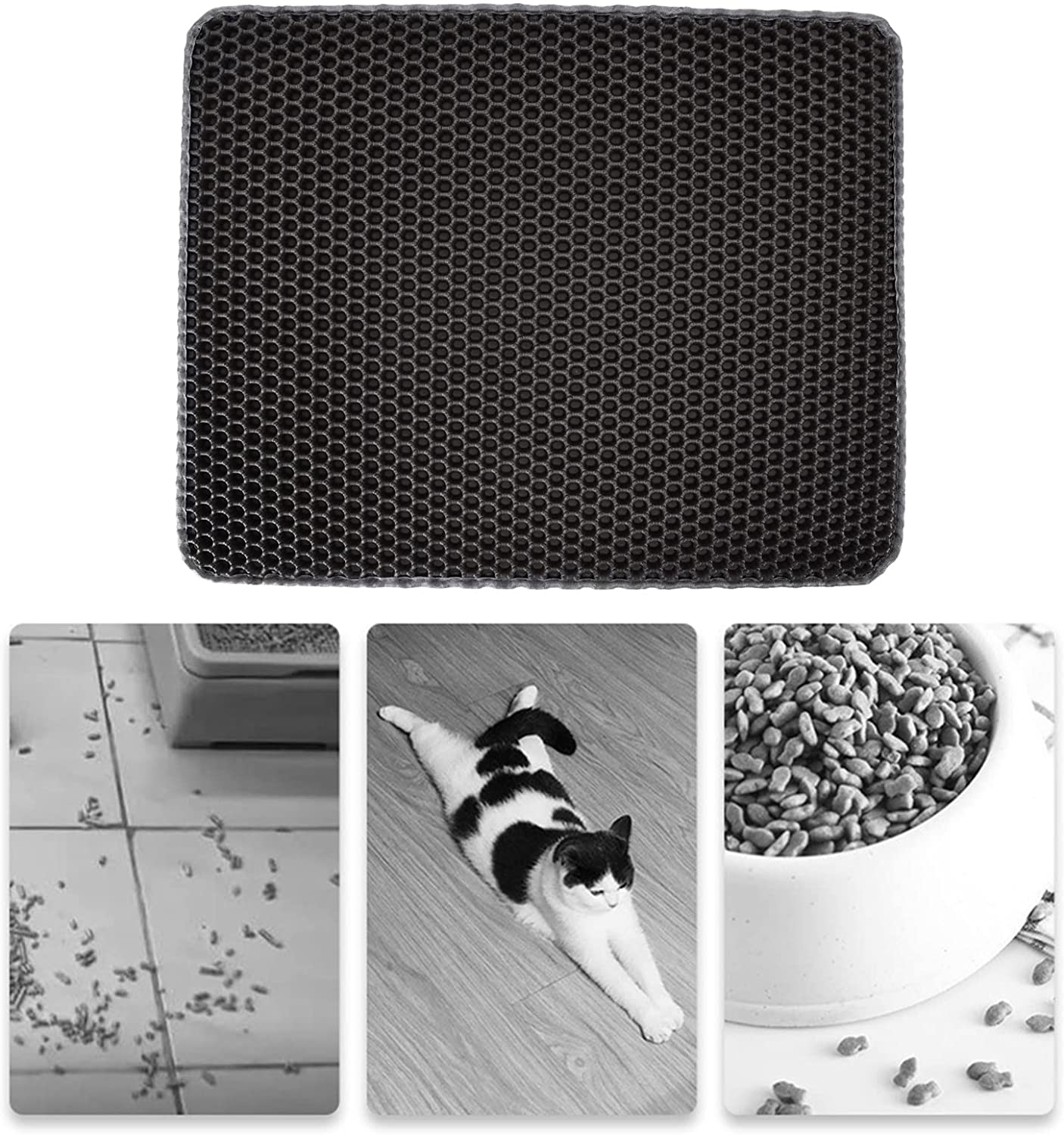 Cat Litter Pad, Cat Litter Mat anti Slip Double Layer for Cat Litter Box(Grey)